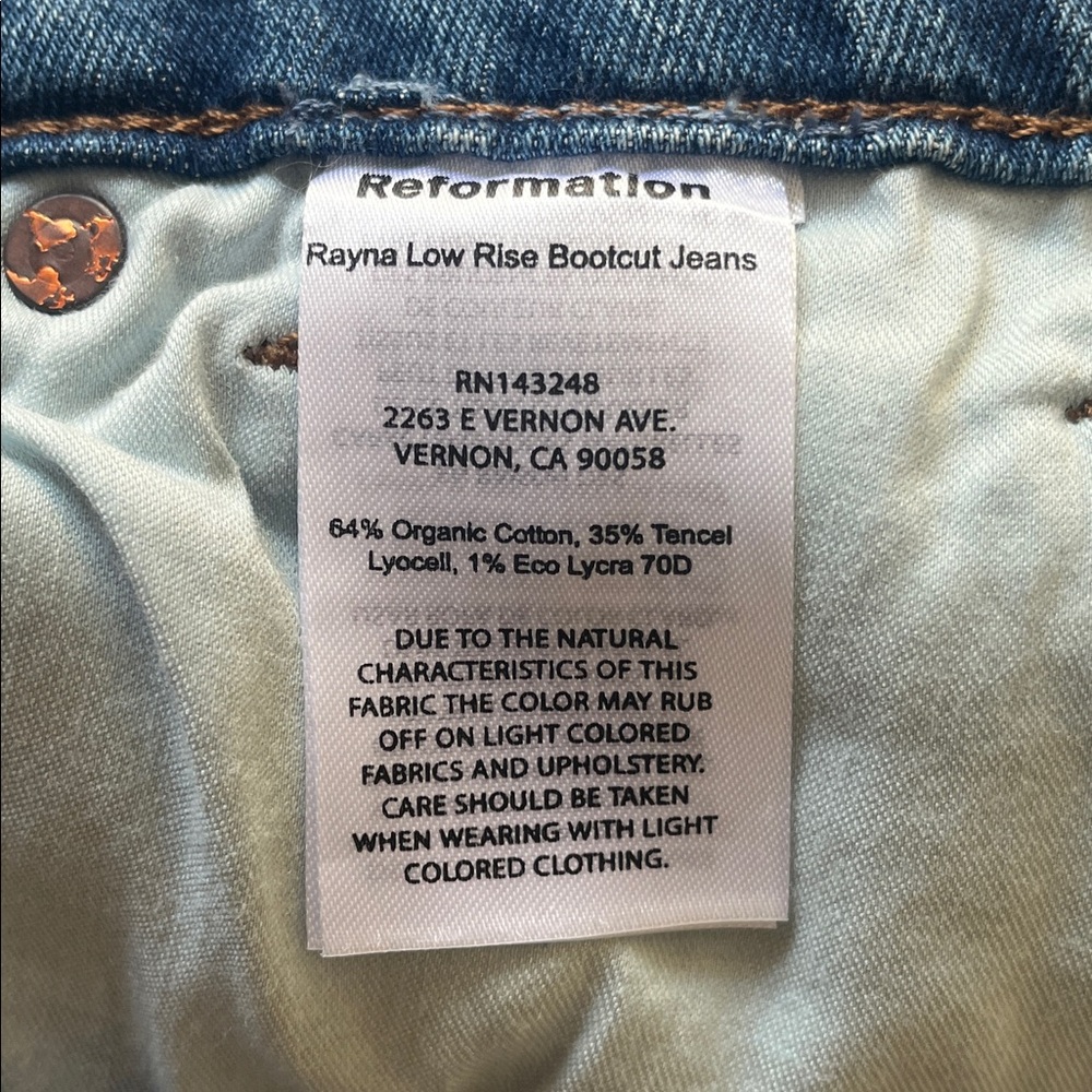 Reformation Rayna Low Rise Boot Cut Classic Women's Blue Jeans sz 29 - Picture 12 of 12